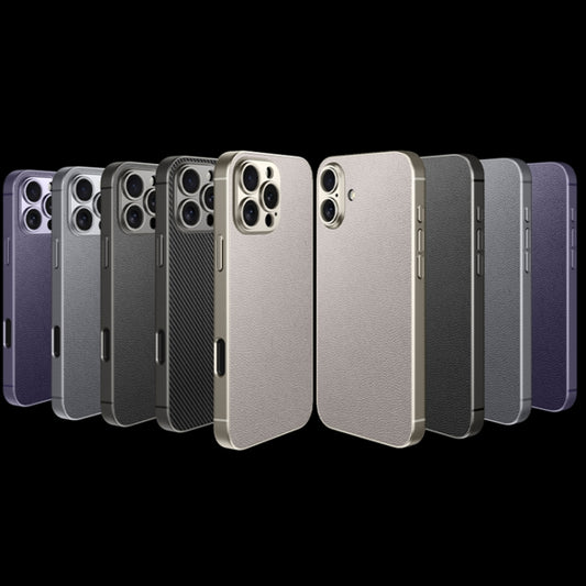 For iPhone 16 GKK Metal Paint Skin Feel Leather Full Coverage Phone Case(Titanium Grey) by GKK