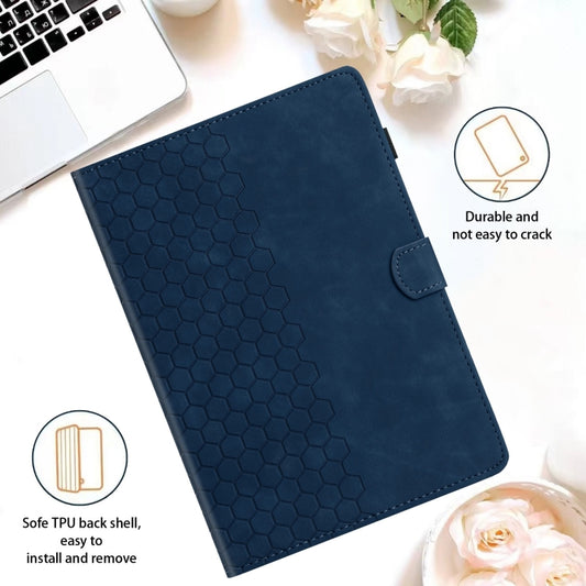 For Samsung Galaxy Tab A 10.1 2019 T510 Honeycomb Embossed Leather Tablet Case(Blue) by bashfashion