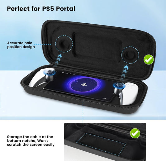 For Sony PlayStation Portal Portable Game Console Storage Bag Kits(Black) by bashfashion