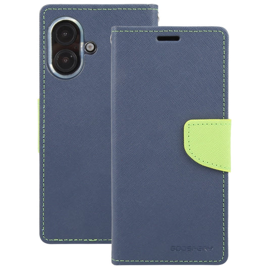 For iPhone 16 Plus GOOSPERY FANCY DIARY Cross Texture Leather Phone Case(Navy Blue) by GOOSPERY