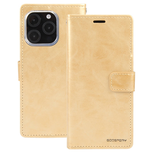 For iPhone 16 Pro Max GOOSPERY BLUE MOON Crazy Horse Texture Leather Phone Case(Gold) by GOOSPERY