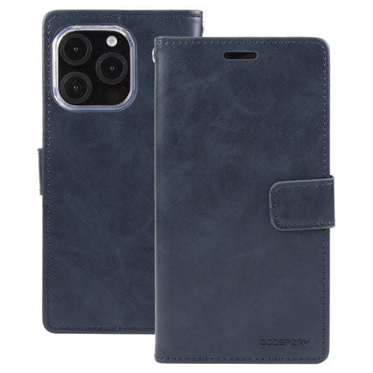 For iPhone 16 Pro GOOSPERY BLUE MOON Crazy Horse Texture Leather Phone Case(Dark Blue) by GOOSPERY