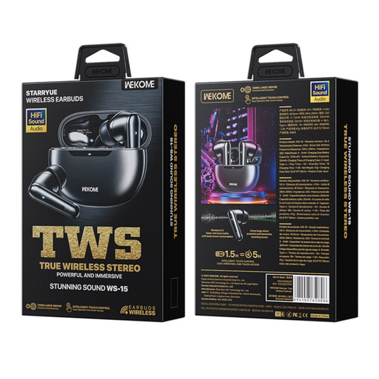 WEKOME WS-15 Starryue True Wireless Bluetooth Earphones(Black) by WK