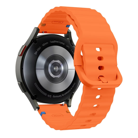 20mm Wave Pattern Stitched Silicone Watch Band(Orange) by bashfashion