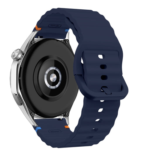 22mm Wave Pattern Stitched Silicone Watch Band(Midnight Blue) by bashfashion