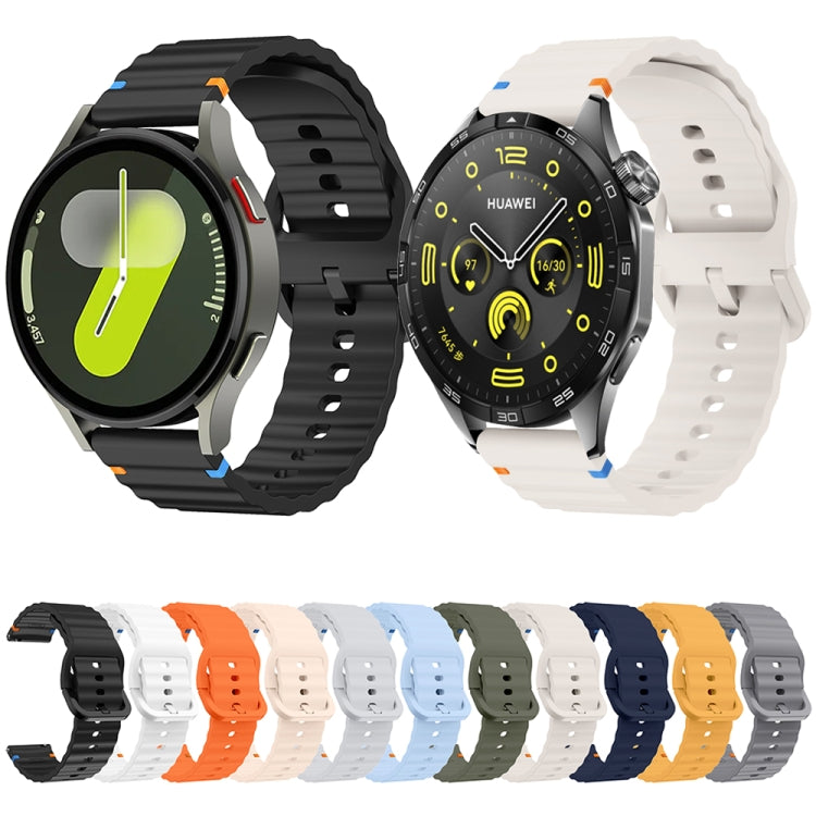 20mm Wave Pattern Stitched Silicone Watch Band(Orange) by bashfashion