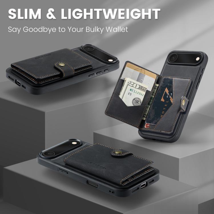 For iPhone Air JEEHOOD J01 Retro Magnetic Detachable Wallet Phone Case(Black) by JEEHOOD