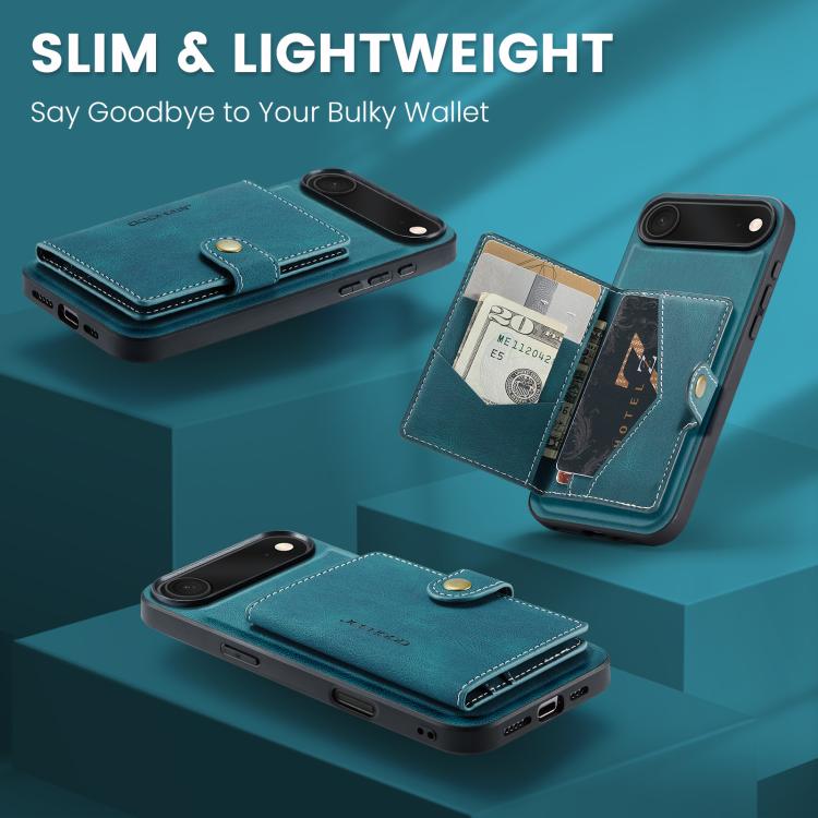 For iPhone Air JEEHOOD J01 Retro Magnetic Detachable Wallet Phone Case(Blue) by JEEHOOD