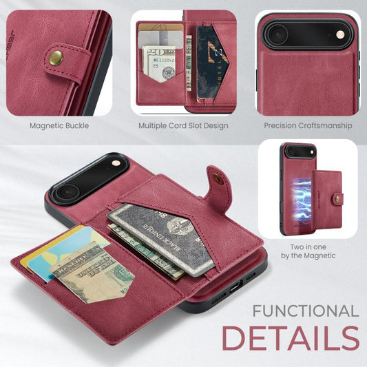 For iPhone Air JEEHOOD J01 Retro Magnetic Detachable Wallet Phone Case(Red) by JEEHOOD