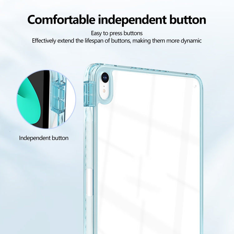 For iPad Air 11 2025 / 2024 / 2022 10.9 Acrylic Hybrid TPU Tablet Case with Pen Slot(Light Blue) by bashfashion