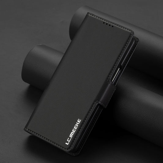 For Samsung Galaxy Z Fold6 LC.IMEEKE L1 Series Frosted Fine Texture PU Phone Case with Pen Slot, Pen Not Included(Black) by LC.IMEEKE