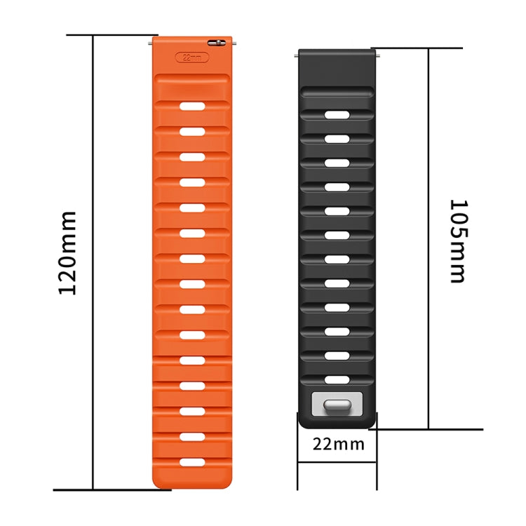 22mm Universal Magnetic Silicone Watch Band(Black Orange) by bashfashion