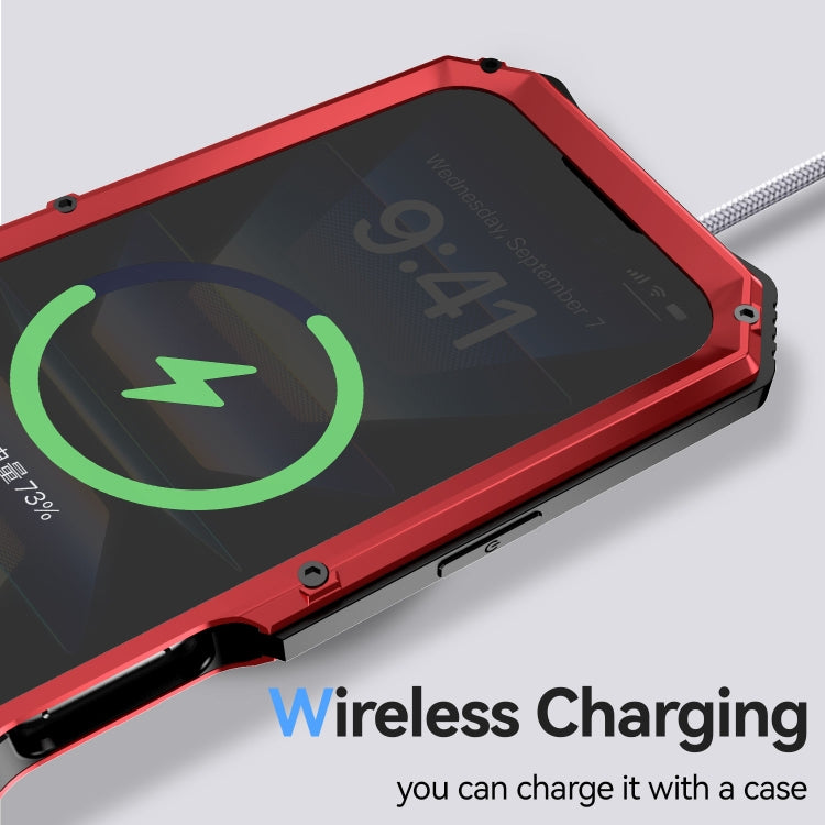 For iPhone 16 Pro Max R-JUST Life Waterproof Dustproof Shockproof Holder Phone Case(Red) by R-JUST