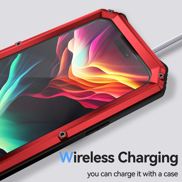 For iPhone 15 Pro Max R-JUST Life Waterproof Dustproof Shockproof Holder Phone Case(Red) by R-JUST