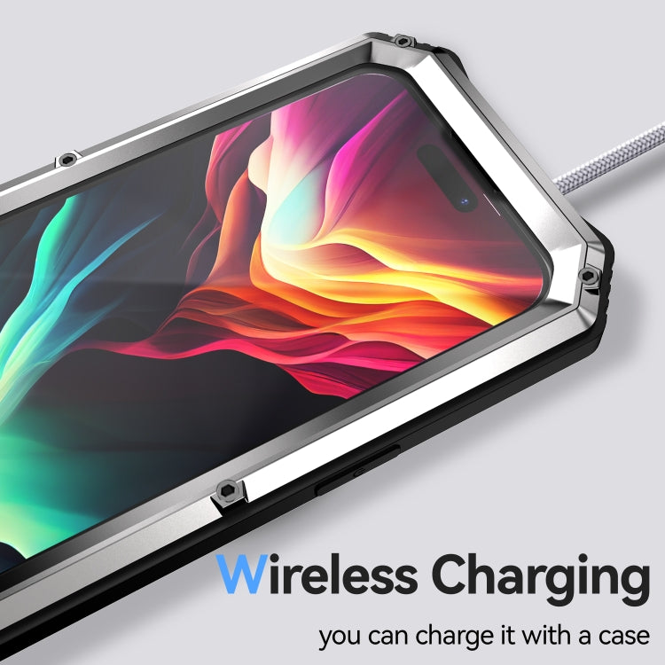 For iPhone 15 Pro Max R-JUST Life Waterproof Dustproof Shockproof Holder Phone Case(Silver) by R-JUST