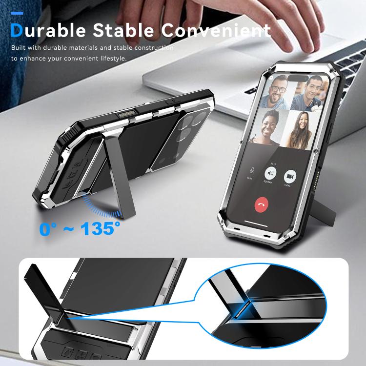 For iPhone 17 Pro R-JUST Life Waterproof Dustproof Shockproof Holder Phone Case(Silver) by R-JUST