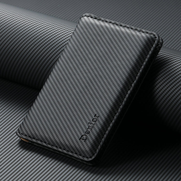 Denior V13 Magsafe Wallet Carbon Fiber Texture Leather Magnetic Card Holder Bag(Black) by Denior
