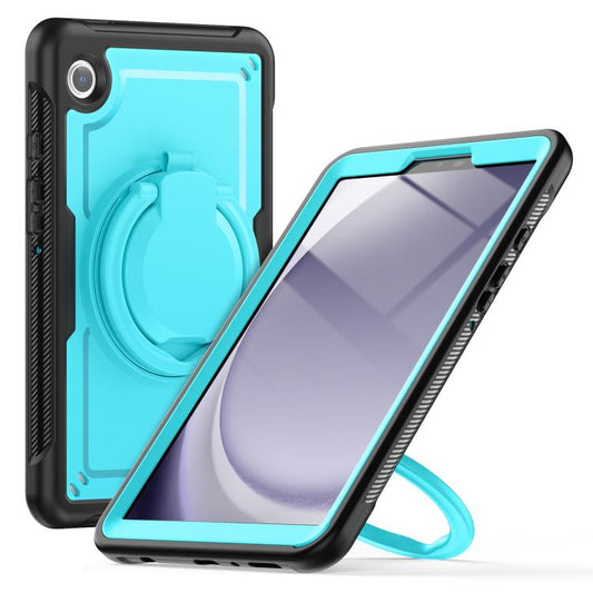 For Samsung Galaxy Tab A11 / A9 Honeycomb Hybrid Tablet Case with Handle Holder & Strap(Light Blue) by bashfashion