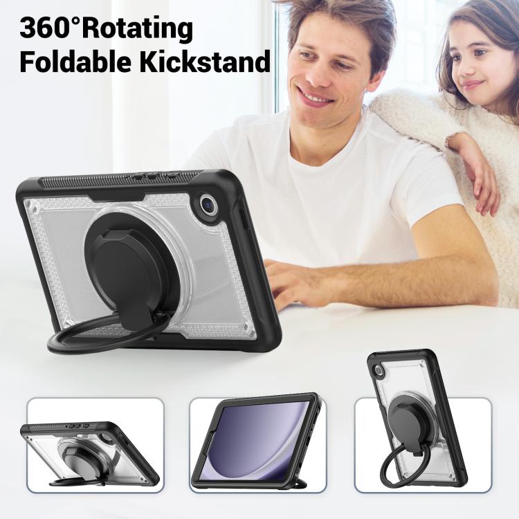 For Samsung Galaxy Tab A11 / A9 Honeycomb Hybrid Tablet Case with Handle Holder & Strap(Transparent) by bashfashion