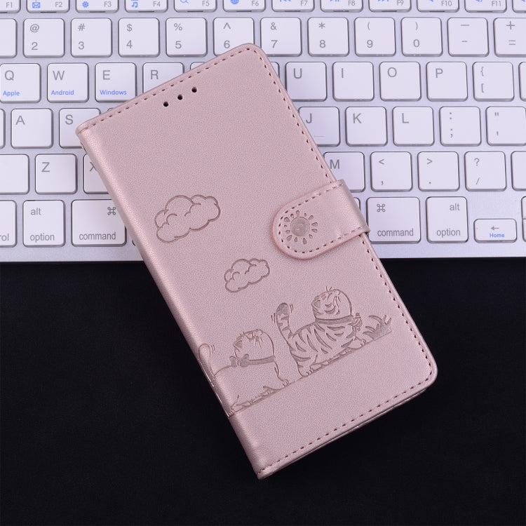 For iPhone 16e Cute Cats RFID Leather Phone Case(Rose Gold) by bashfashion