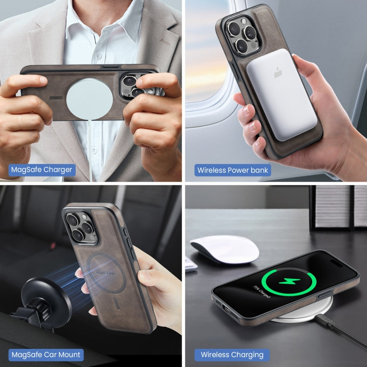 For iPhone 15 Pro Max MAGKING K2 Series MagSafe RFID Card Bag Detachable Phone Case(Coffee) by MAGKING