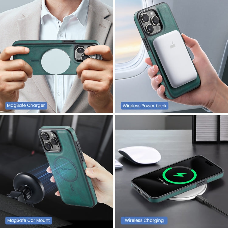 For iPhone 15 Pro Max MAGKING K2 Series MagSafe RFID Card Bag Detachable Phone Case(Green) by MAGKING