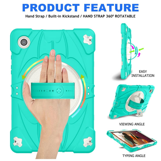 For Samsung Galaxy Tab A8 Bat Hand Grip Turntable Stand Tablet Case(Mint Green White) by bashfashion