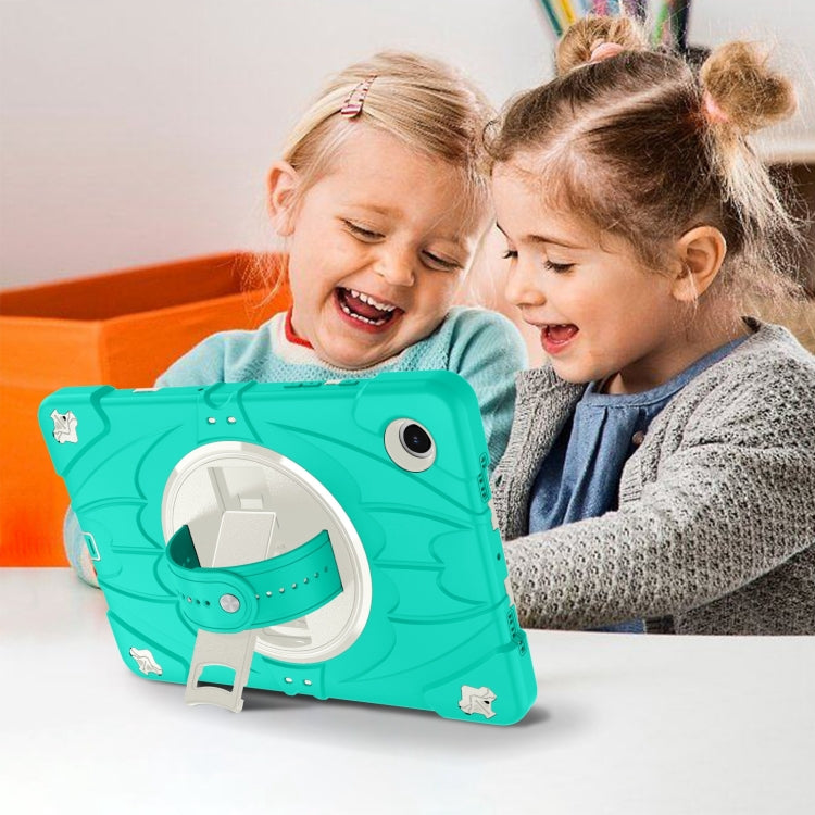 For Samsung Galaxy Tab A8 Bat Hand Grip Turntable Stand Tablet Case(Mint Green White) by bashfashion