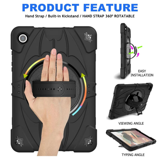 For Samsung Galaxy Tab A9+ Bat Hand Grip Turntable Stand Tablet Case(Black) by bashfashion