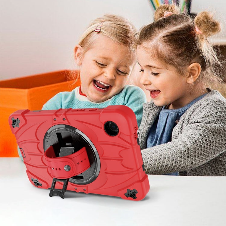 For Samsung Galaxy Tab A9 Bat Hand Grip Turntable Stand Tablet Case(Red Black) by bashfashion