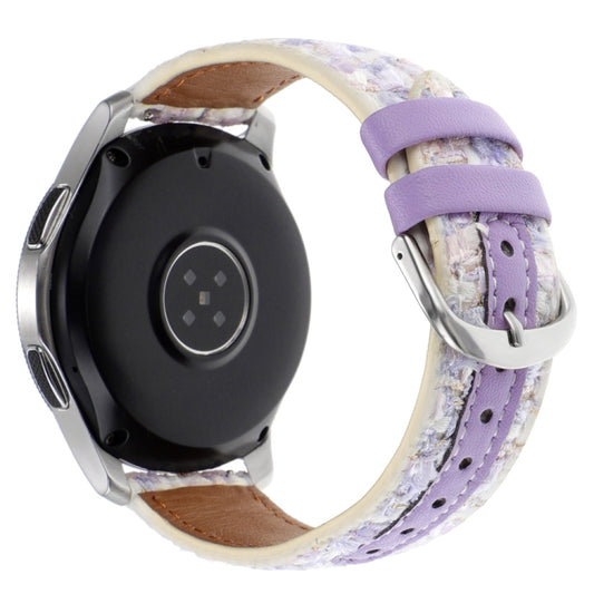 22mm Woolen Hybrid Leather Watch Band(Purple) by bashfashion