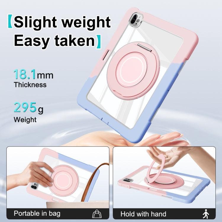 For iPad Pro 11 2022 / Air 10.9 2022 Crystal Armor PC Hybrid TPU Tablet Case with Pen Slot(Blue Pink) by bashfashion