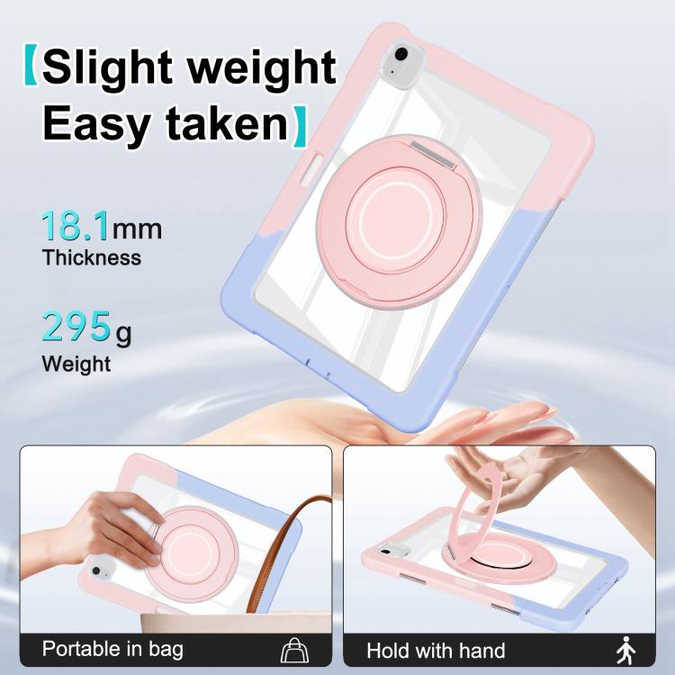 For iPad Air 13 2025 / 2024 Crystal Armor PC Hybrid TPU Tablet Case with Pen Slot(Blue Pink) by bashfashion
