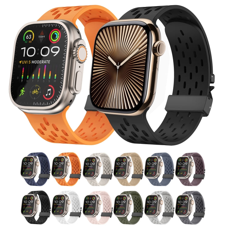 For Apple Watch 46mm / 49mm / 45mm / 44mm Mesh Silicone Buckle Watch Band(Black) by bashfashion