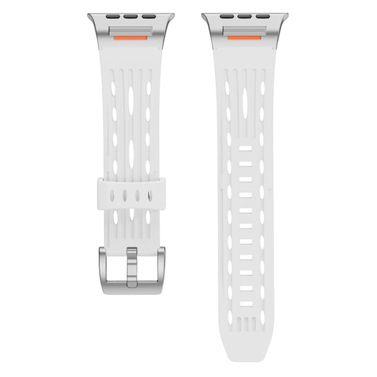 For Apple Watch 46mm / 49mm / 45mm / 44mm Trailblazer Oval Holes Silicone Watch Band(White) by bashfashion