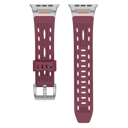 For Apple Watch 42mm / 41mm / 40mm / 38mm Trailblazer Oval Holes Silicone Watch Band(Wine Red) by bashfashion
