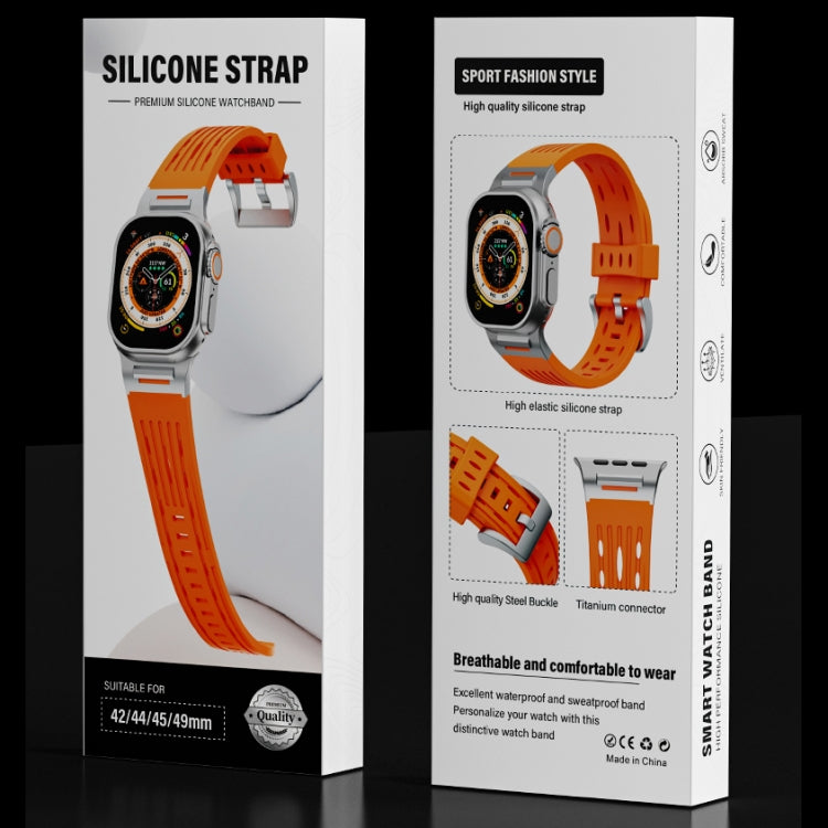 For Apple Watch 46mm / 49mm / 45mm / 44mm Trailblazer Oval Holes Silicone Watch Band(Orange) by bashfashion