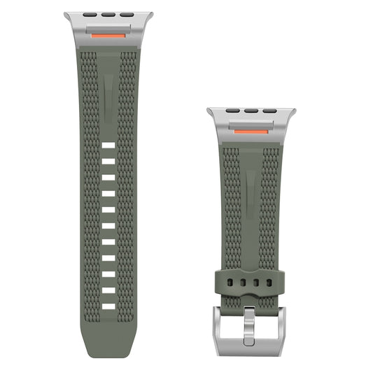 For Apple Watch 46mm / 49mm / 45mm / 44mm Trailblazer Woven Texture Silicone Watch Band(Forest Green) by bashfashion