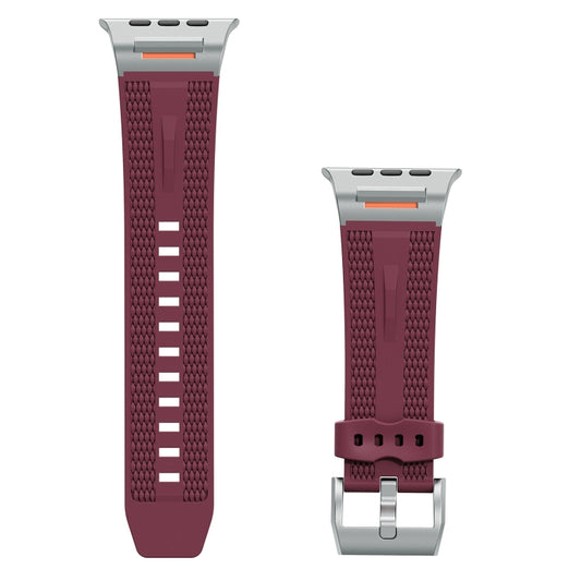 For Apple Watch 42mm / 41mm / 40mm / 38mm Trailblazer Woven Texture Silicone Watch Band(Wine Red) by bashfashion