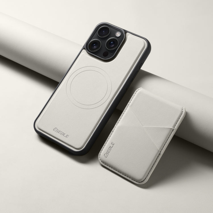 For iPhone 15 ESEBLE E3 Plain Texture Card Slots MagSafe RFID Leather Case(Ivory) by ESEBLE