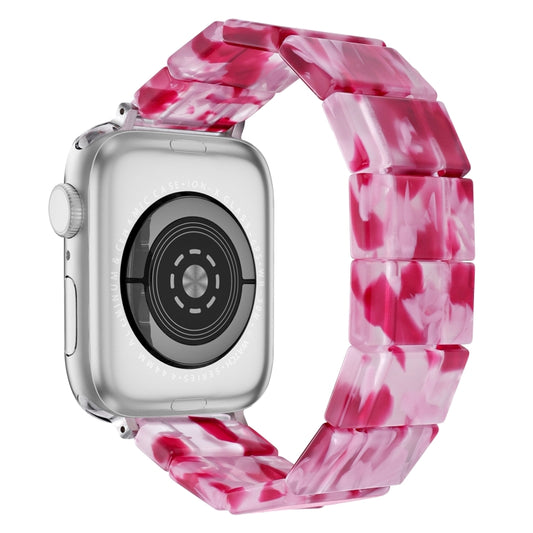 For Apple Watch 42mm / 41mm / 40mm / 38mm Stretch Rope Square Resin Watch Band(Pink Rose) by bashfashion