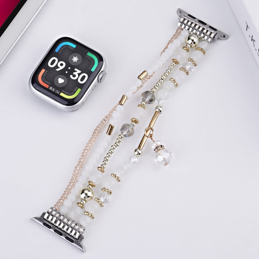 For Apple Watch 42mm / 41mm / 40mm / 38mm Four-row Copper Beads Chain Watch Band(White) by bashfashion