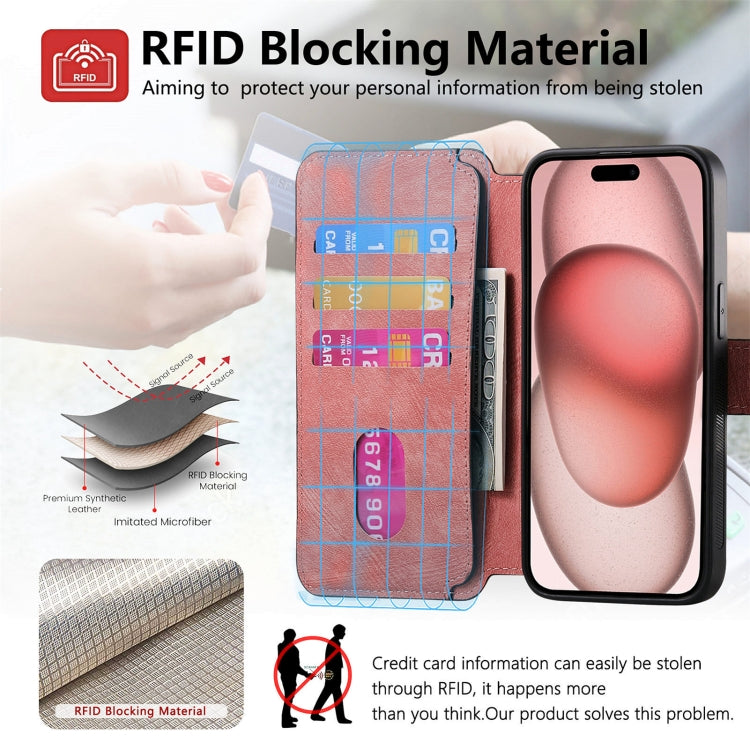 For iPhone 15 CaseNeo MagSafe RFID Anti-theft Retro Leather Phone Case(Pink) by CaseNeo