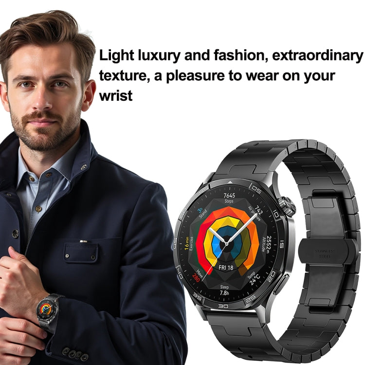 For Huawei GT4 46mm / GT5 46mm / GT5 Pro 22mm H-shaped Butterfly Buckle Stainless Steel Watch Band(Titanium Color) by bashfashion