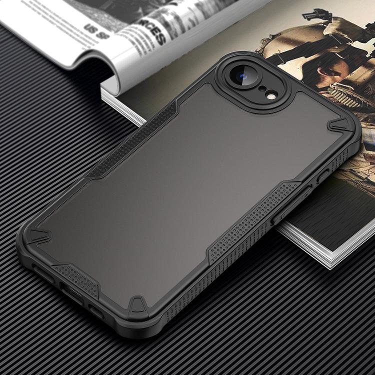 For iPhone 16e Armor Glaze PC Hybrid TPU Phone Case(Black) by bashfashion