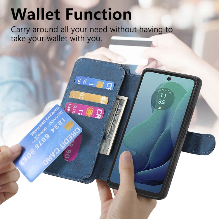 For Motorola Moto G 5G 2024 CaseNeo MagSafe RFID Anti-theft Retro Leather Phone Case(Blue) by CaseNeo