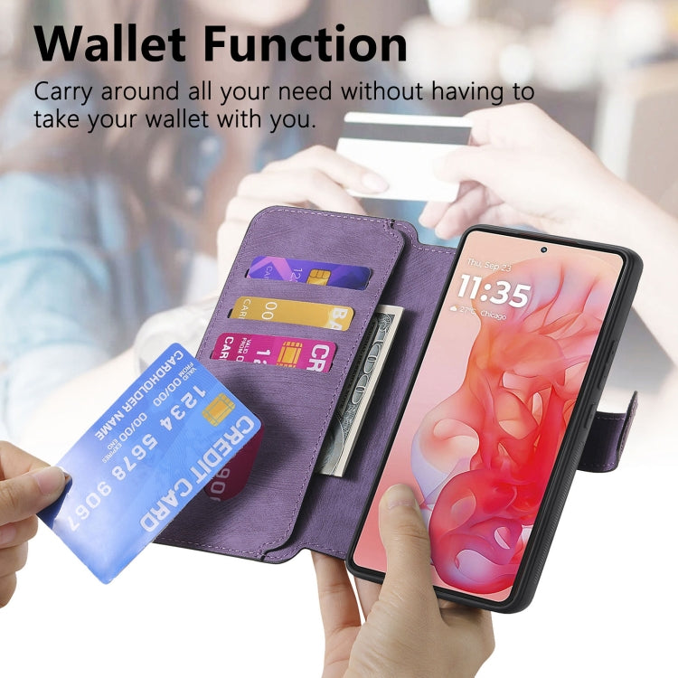 For Motorola Moto G Stylus 5G 2024 CaseNeo MagSafe RFID Anti-theft Retro Leather Phone Case(Purple) by CaseNeo