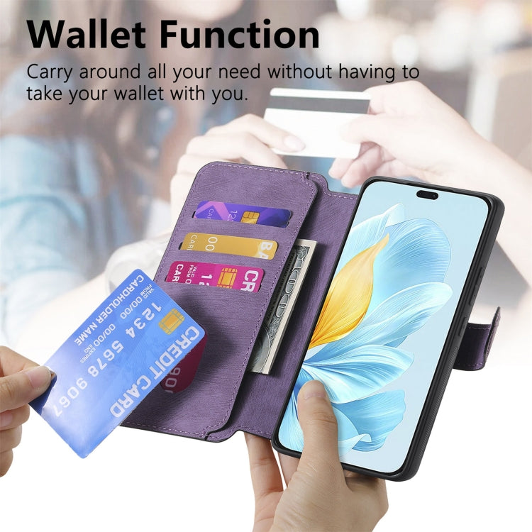 For Honor 200 Lite Global CaseNeo MagSafe RFID Anti-theft Retro Leather Phone Case(Purple) by CaseNeo