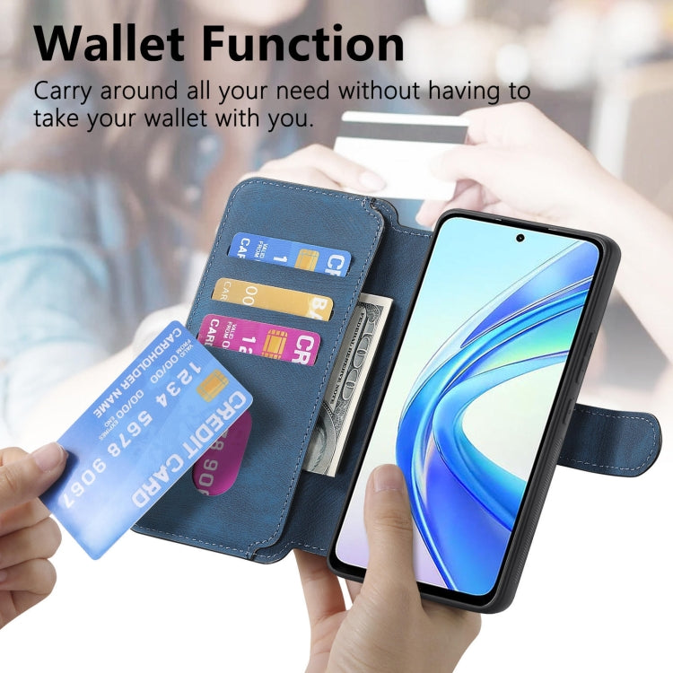 For Honor X7b CaseNeo MagSafe RFID Anti-theft Retro Leather Phone Case(Blue) by CaseNeo