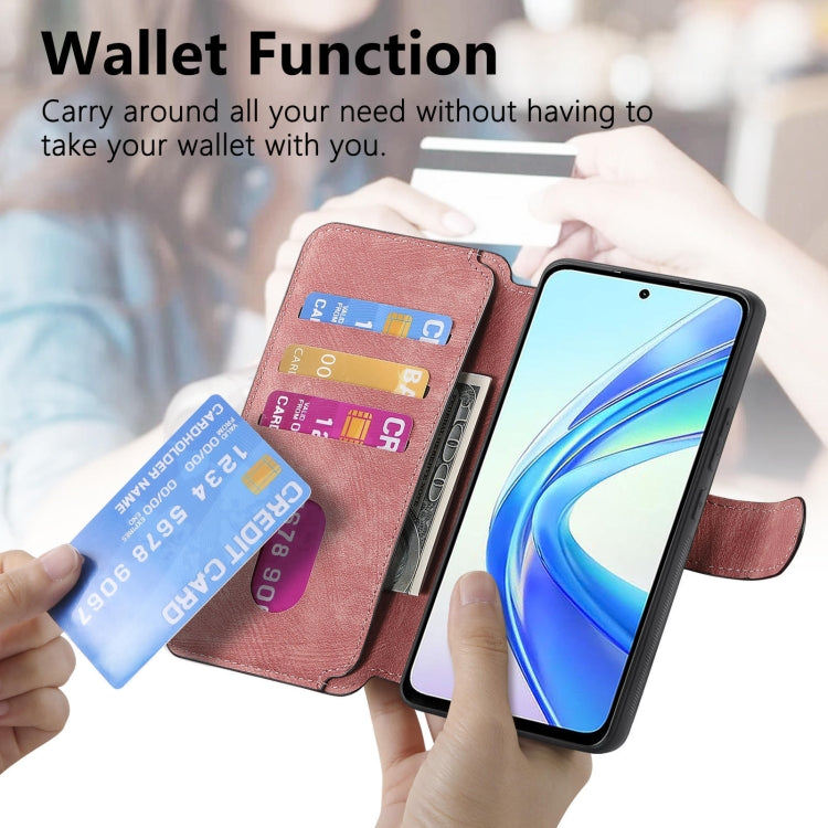 For Honor X7b CaseNeo MagSafe RFID Anti-theft Retro Leather Phone Case(Pink) by CaseNeo